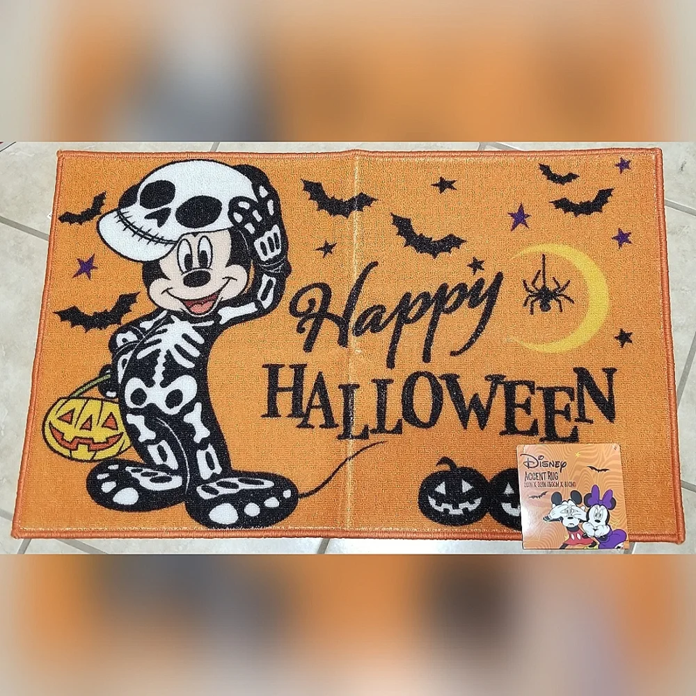 Disney Happy Halloween Skeleton Mickey Mouse 20 x 32 Inch Accent Rug